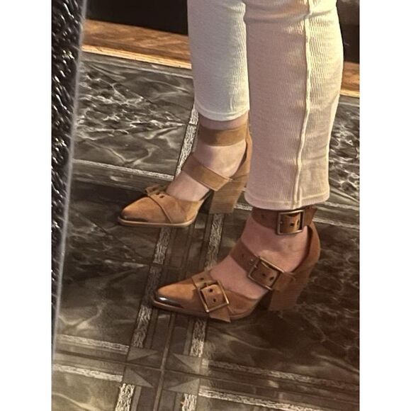New JEFFREY CAMPBELL FREE PEOPLE Hendrix Heels Buckle US 6